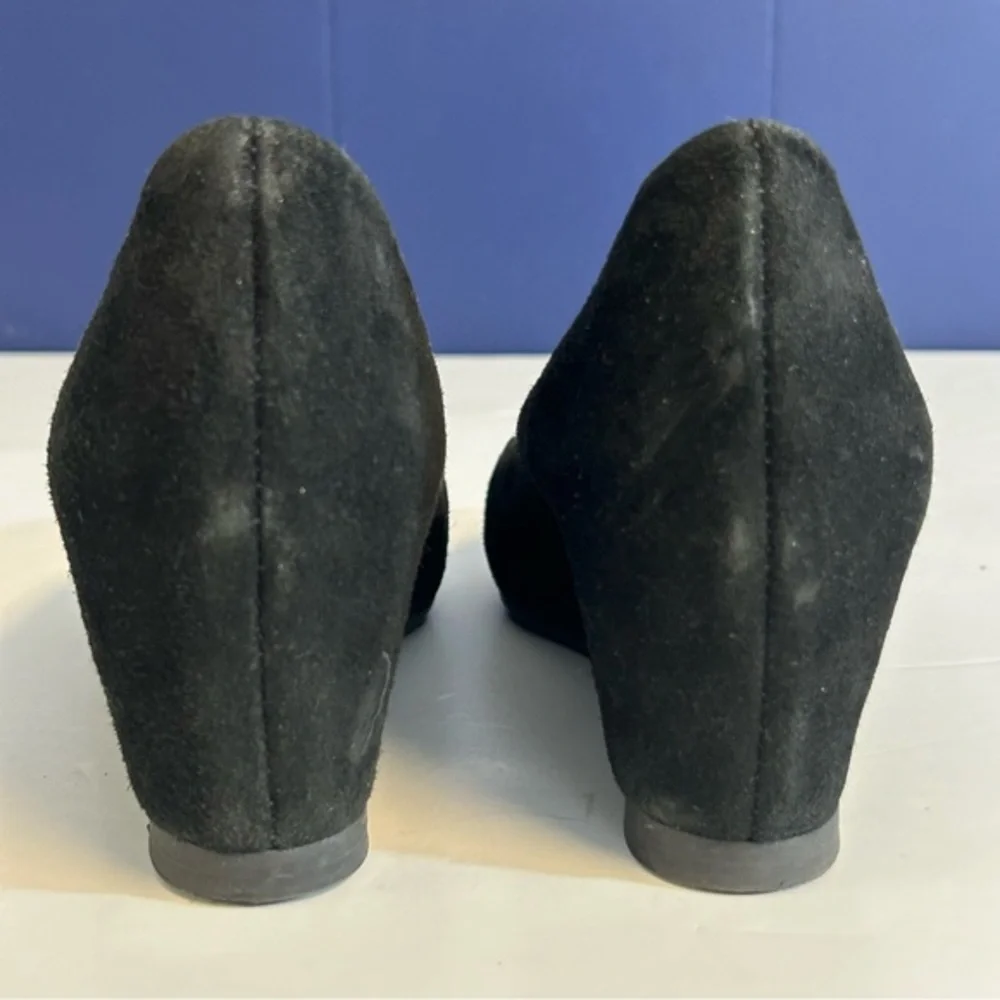 Aquatalia Posie Black Suede‎ Wedge Pumps Size 7